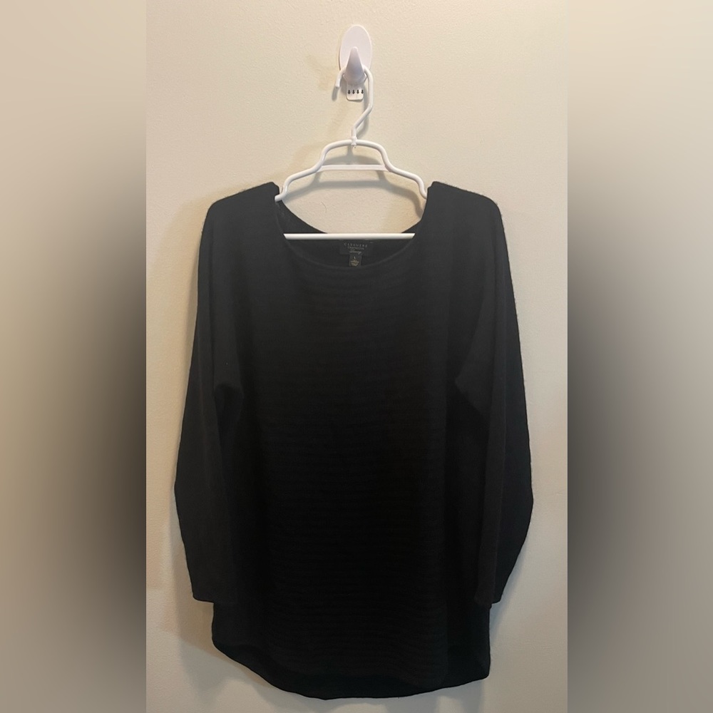Charter Club 100% Cashmere Black Long-Sleeved Sweater Size Large